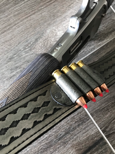 Leather Rifle Sling (Gun Sling), Hand-tooled, Finished in Gray, Brown or Black